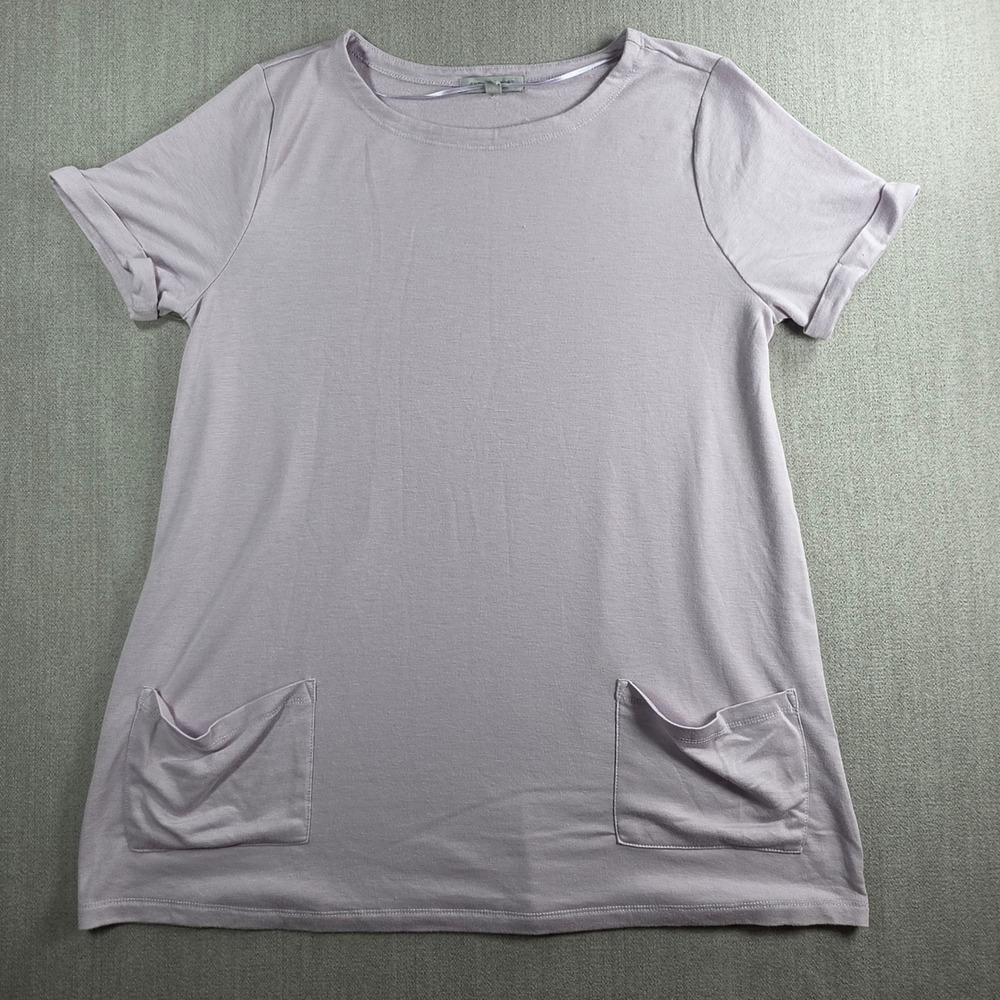 Spense Sport Tunic Top Women XL Lilac Short Sleeve Pocket French Terry T-Shirt
